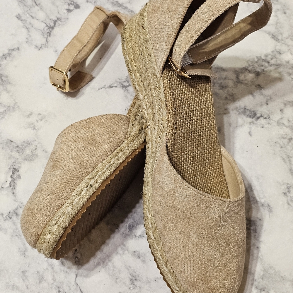 Beige Suede Espadrille Flats | Ankle Strap | Casual Summer Shoes